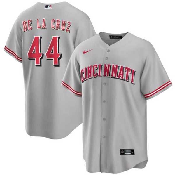 Mens Cincinnati Reds #44 Elly De La Cruz Gray Cool Base Stitched Baseball Jersey->cincinnati reds->MLB Jersey